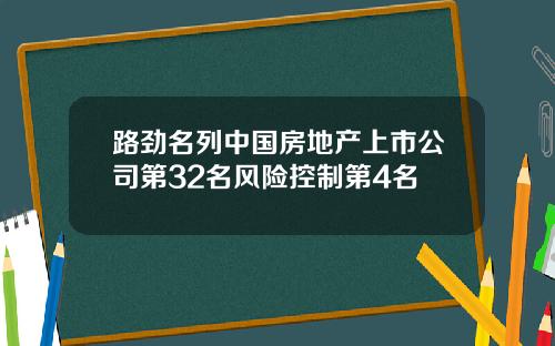 路劲名列中国房地产上市公司第32名风险控制第4名