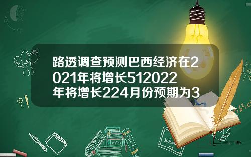 路透调查预测巴西经济在2021年将增长512022年将增长224月份预期为32和23