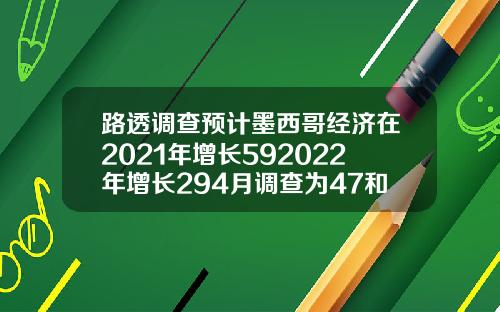 路透调查预计墨西哥经济在2021年增长592022年增长294月调查为47和25