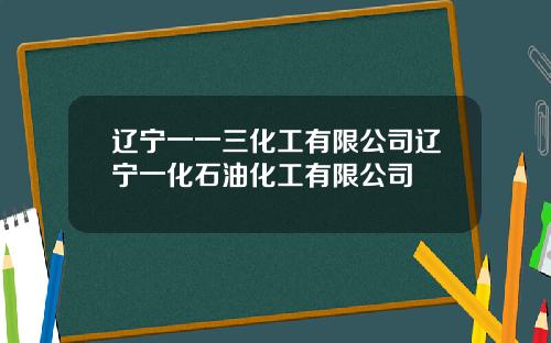 辽宁一一三化工有限公司辽宁一化石油化工有限公司