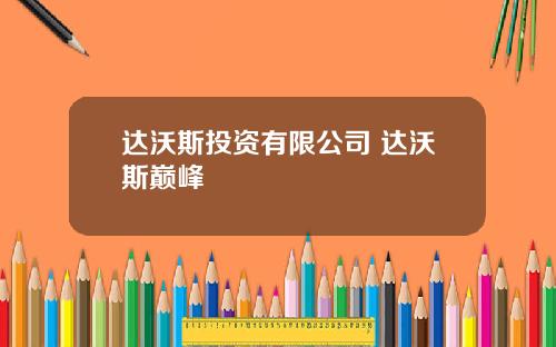 达沃斯投资有限公司 达沃斯巅峰