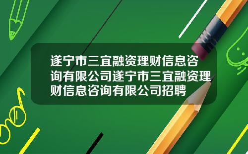 遂宁市三宜融资理财信息咨询有限公司遂宁市三宜融资理财信息咨询有限公司招聘