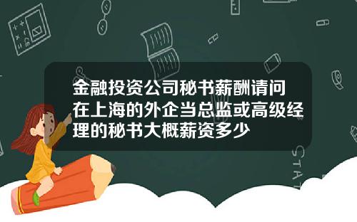 金融投资公司秘书薪酬请问在上海的外企当总监或高级经理的秘书大概薪资多少
