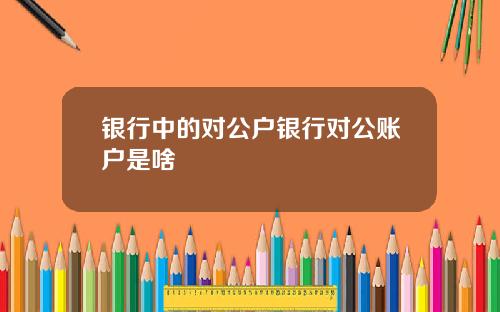 银行中的对公户银行对公账户是啥