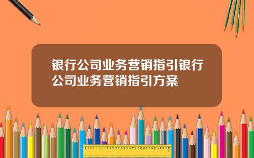 银行公司业务营销指引银行公司业务营销指引方案