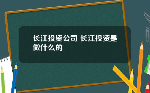 长江投资公司 长江投资是做什么的