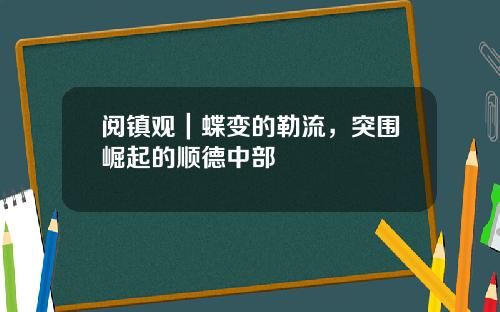 阅镇观｜蝶变的勒流，突围崛起的顺德中部