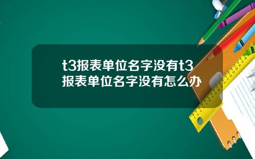 t3报表单位名字没有t3报表单位名字没有怎么办
