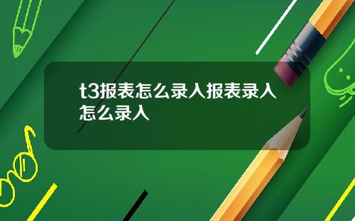 t3报表怎么录入报表录入怎么录入