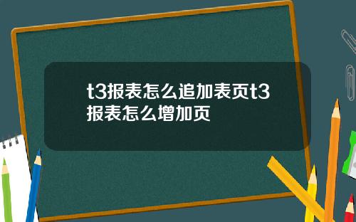 t3报表怎么追加表页t3报表怎么增加页