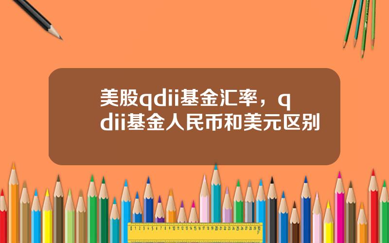 美股qdii基金汇率，qdii基金人民币和美元区别