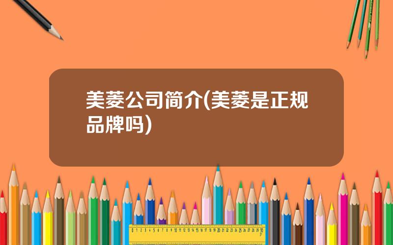 美菱公司简介(美菱是正规品牌吗)