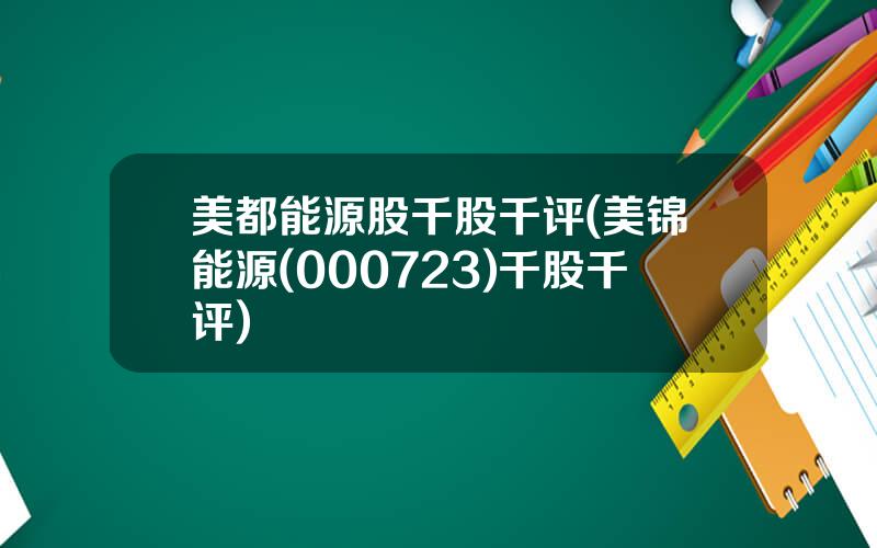 美都能源股千股千评(美锦能源(000723)千股千评)