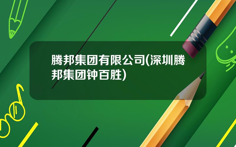 腾邦集团有限公司(深圳腾邦集团钟百胜)