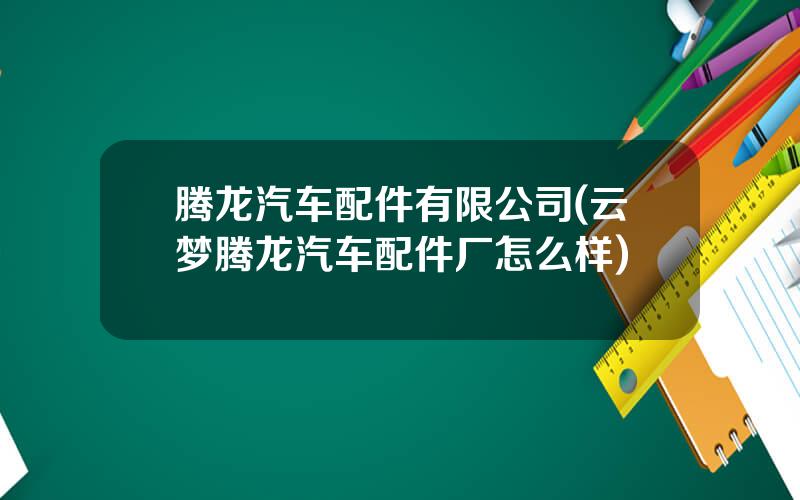 腾龙汽车配件有限公司(云梦腾龙汽车配件厂怎么样)