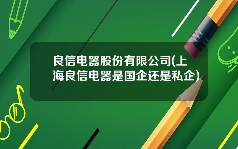 良信电器股份有限公司(上海良信电器是国企还是私企)