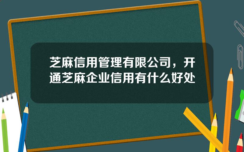 芝麻信用管理有限公司，开通芝麻企业信用有什么好处