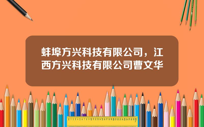 蚌埠方兴科技有限公司，江西方兴科技有限公司曹文华