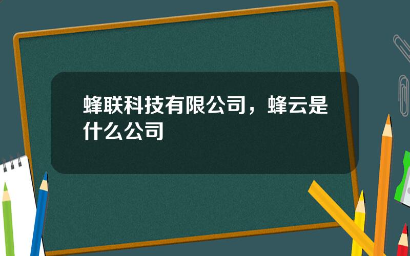 蜂联科技有限公司，蜂云是什么公司
