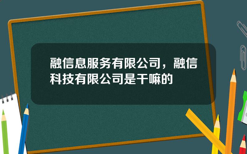 融信息服务有限公司，融信科技有限公司是干嘛的