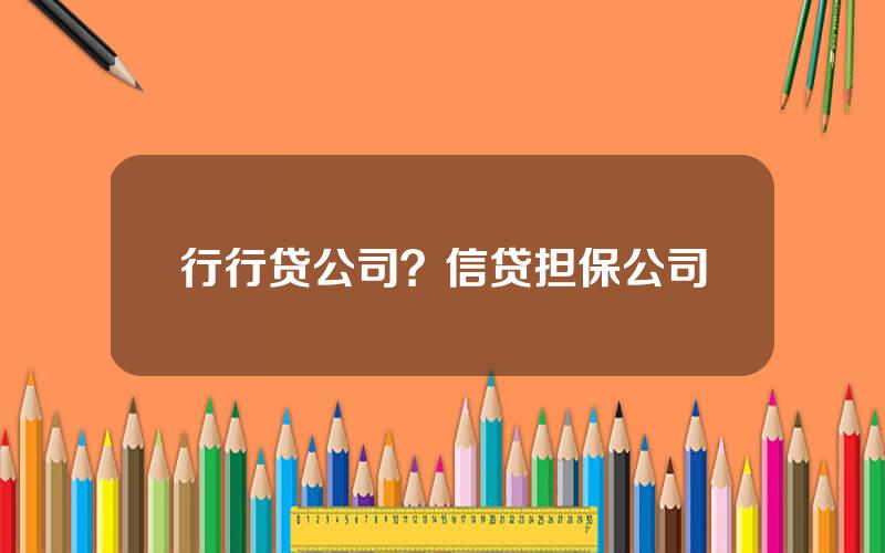 行行贷公司？信贷担保公司