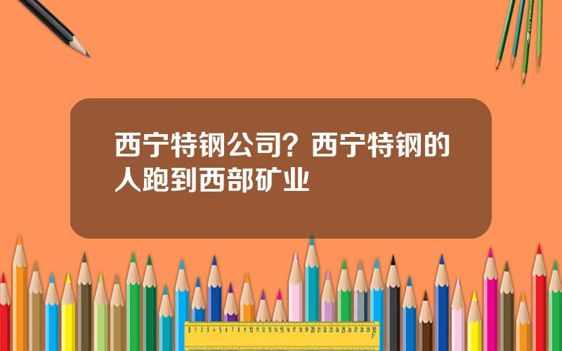 西宁特钢公司？西宁特钢的人跑到西部矿业