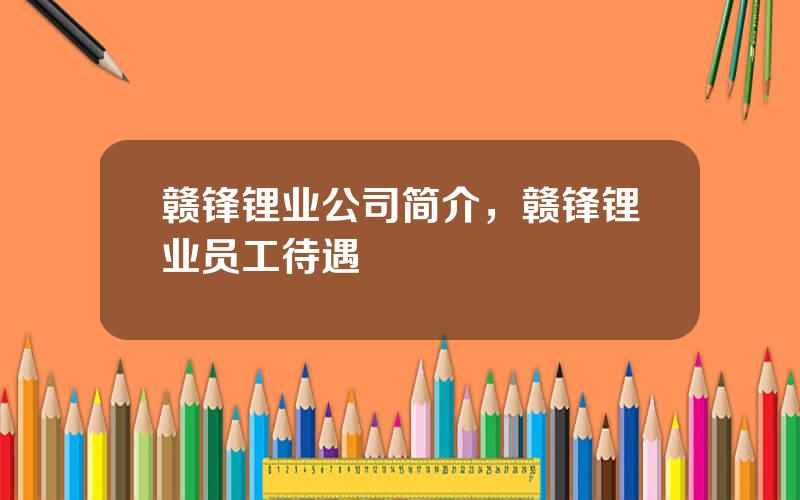 赣锋锂业公司简介，赣锋锂业员工待遇