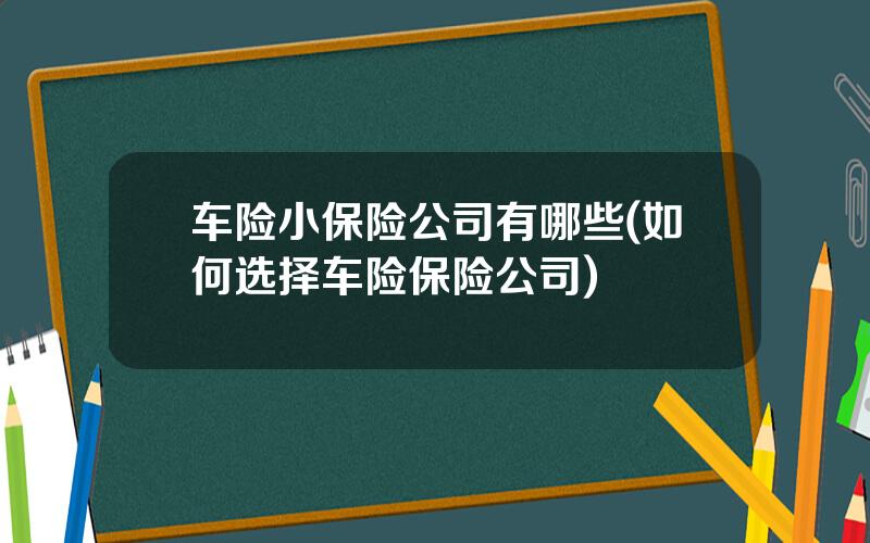 车险小保险公司有哪些(如何选择车险保险公司)