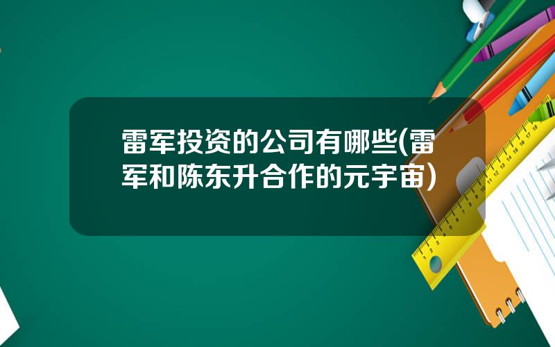 雷军投资的公司有哪些(雷军和陈东升合作的元宇宙)